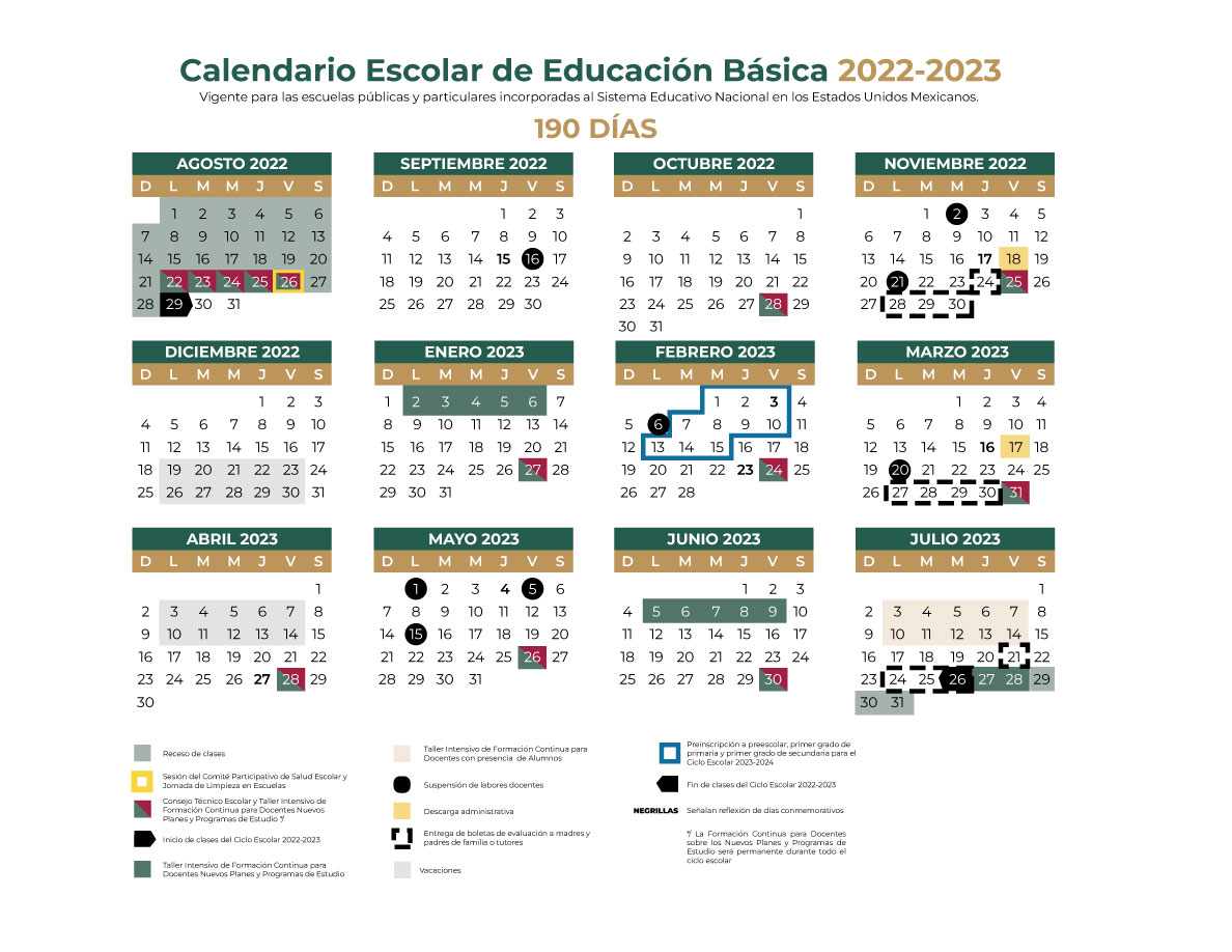 Calendario Ciclo Escolar 2022-2023